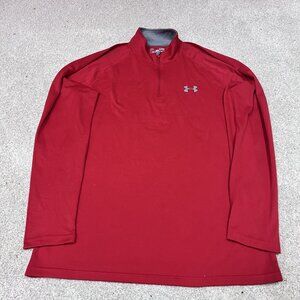 Under Armour Activewear Jacket Men’s Red Long Sleeve 1/4 Zip Pullover Sz Small